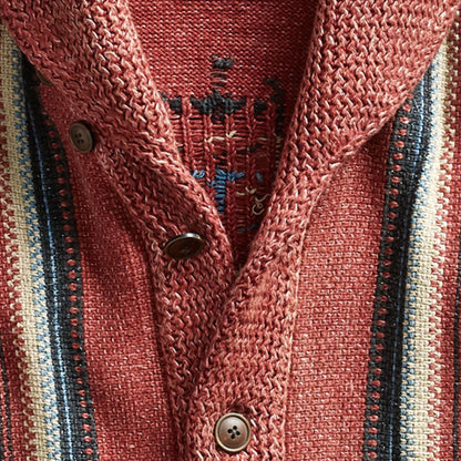 Vintage Jacquard-Strickjacke mit langen Ärmeln für Männer - Wiets