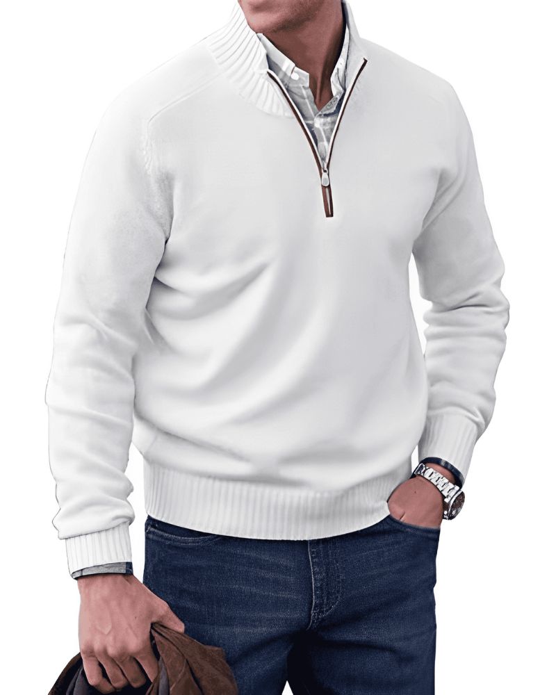 Eleganter Pullover mit Reißverschluss für Männer, ideal für Herbst und Winter, bietet Wärme und stilvolle Vielseitigkeit.