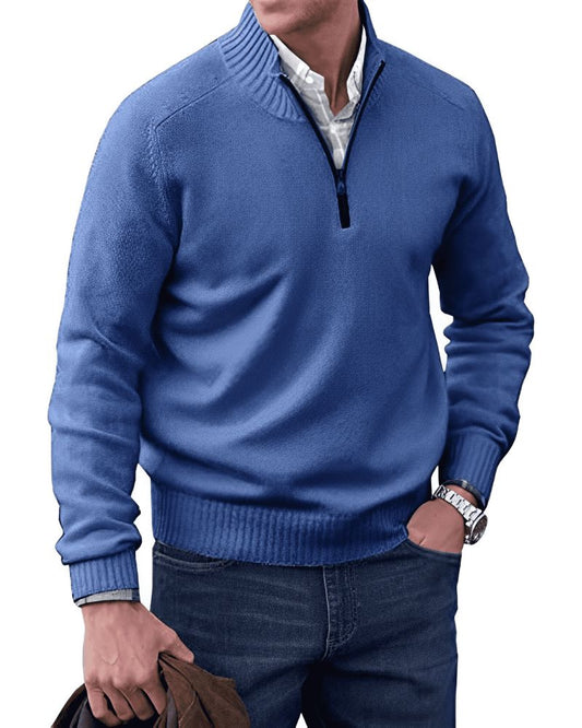 Eleganter Pullover mit Reißverschluss für Männer, ideal für Herbst und Winter, bietet Wärme und stilvolle Vielseitigkeit.