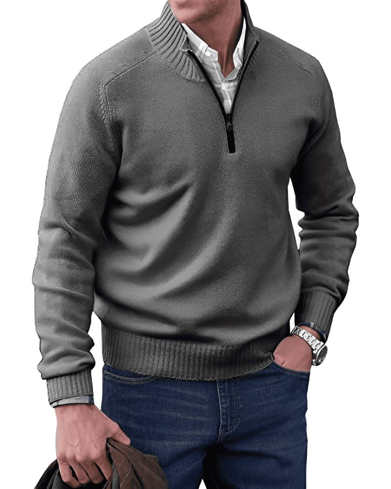 Eleganter Pullover mit Reißverschluss für Männer, ideal für Herbst und Winter, bietet Wärme und stilvolle Vielseitigkeit.