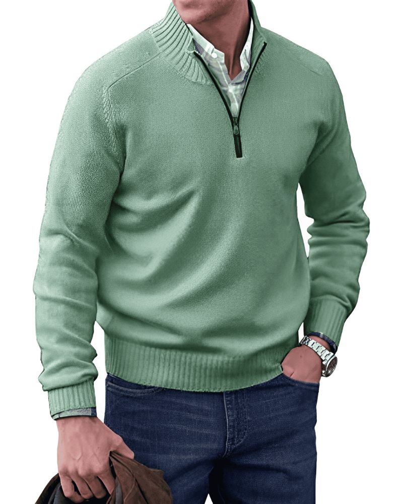 Eleganter Pullover mit Reißverschluss für Männer, ideal für Herbst und Winter, bietet Wärme und stilvolle Vielseitigkeit.