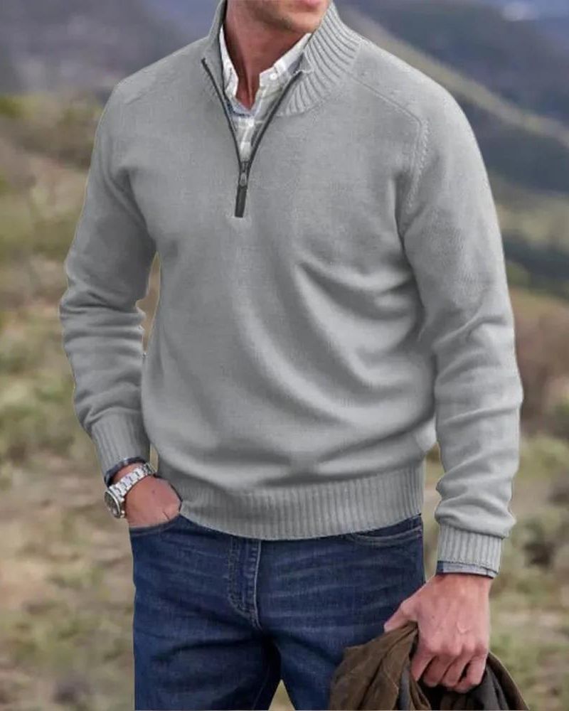 Eleganter Pullover mit Reißverschluss für Männer, ideal für Herbst und Winter, bietet Wärme und stilvolle Vielseitigkeit.