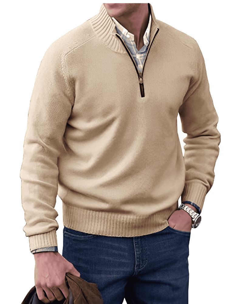 Eleganter Pullover mit Reißverschluss für Männer, ideal für Herbst und Winter, bietet Wärme und stilvolle Vielseitigkeit.