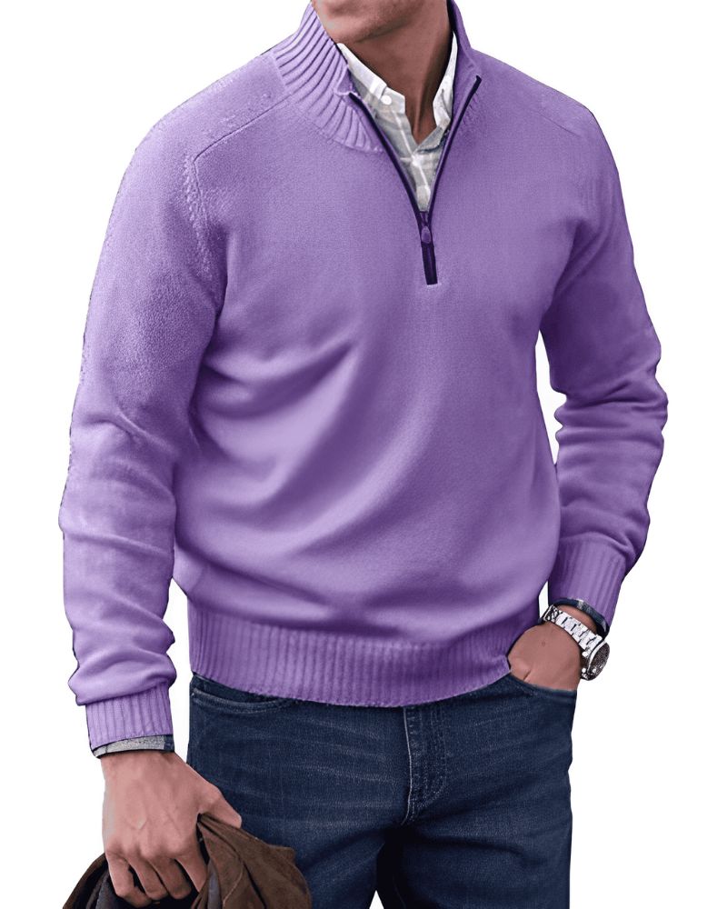 Eleganter Pullover mit Reißverschluss für Männer, ideal für Herbst und Winter, bietet Wärme und stilvolle Vielseitigkeit.