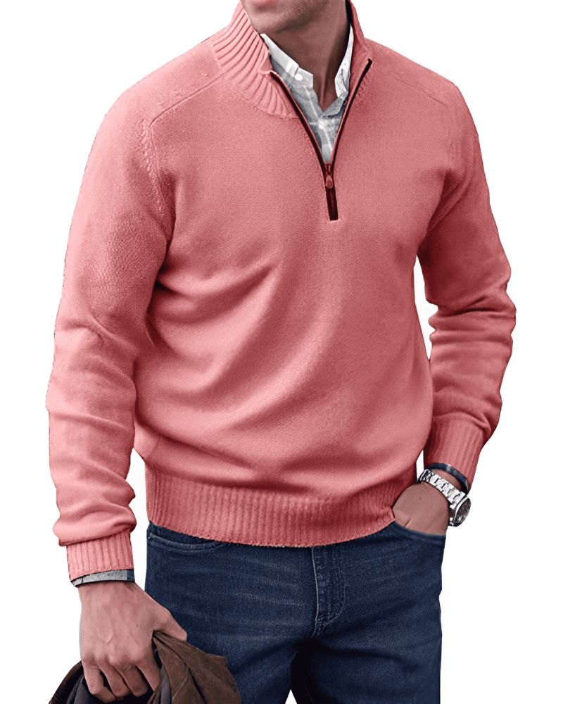 Eleganter Pullover mit Reißverschluss für Männer, ideal für Herbst und Winter, bietet Wärme und stilvolle Vielseitigkeit.