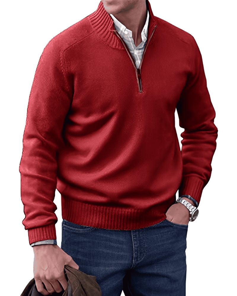 Eleganter Pullover mit Reißverschluss für Männer, ideal für Herbst und Winter, bietet Wärme und stilvolle Vielseitigkeit.