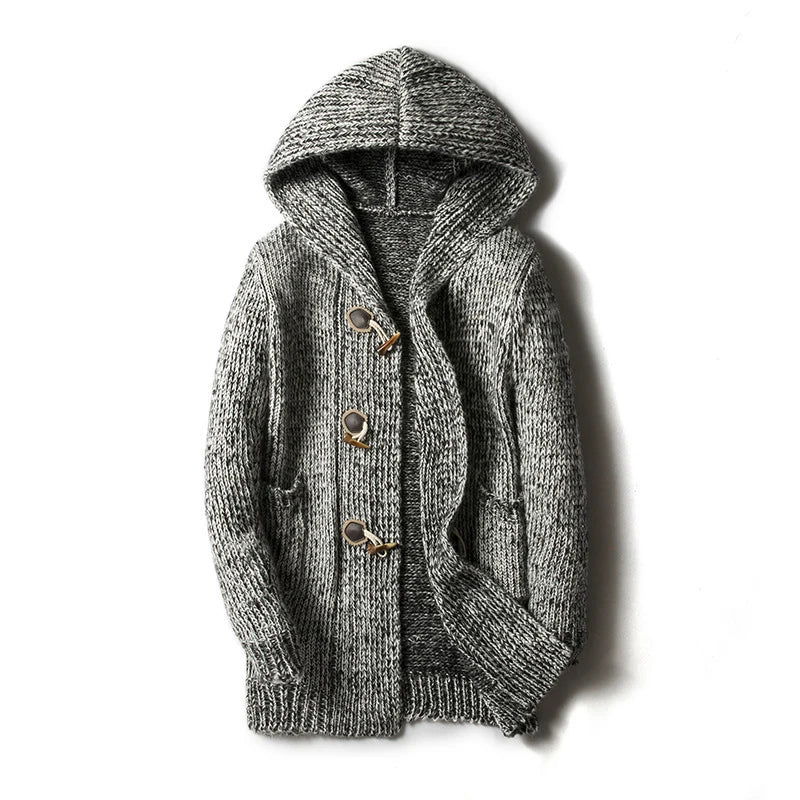 Warme Strickjacke aus Wolle für Männer, ideal für kühle Herbst- und Wintertage, aus hochwertiger Wolle gefertigt.